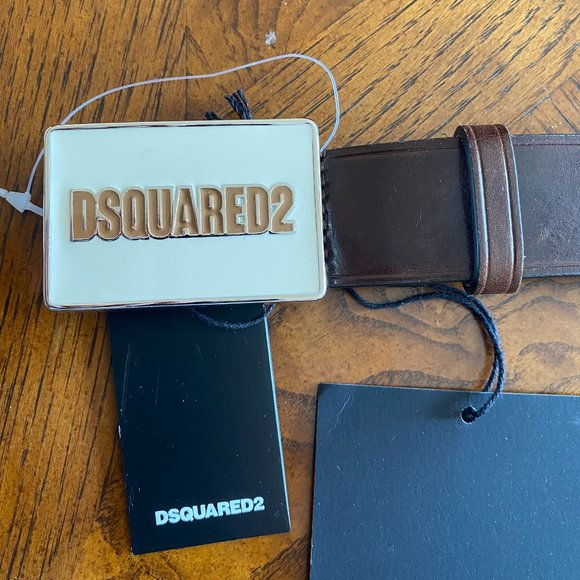 Brand New With Tags DSQUARED2 Plaque Leather Men's Belt - Picture 12 of 12